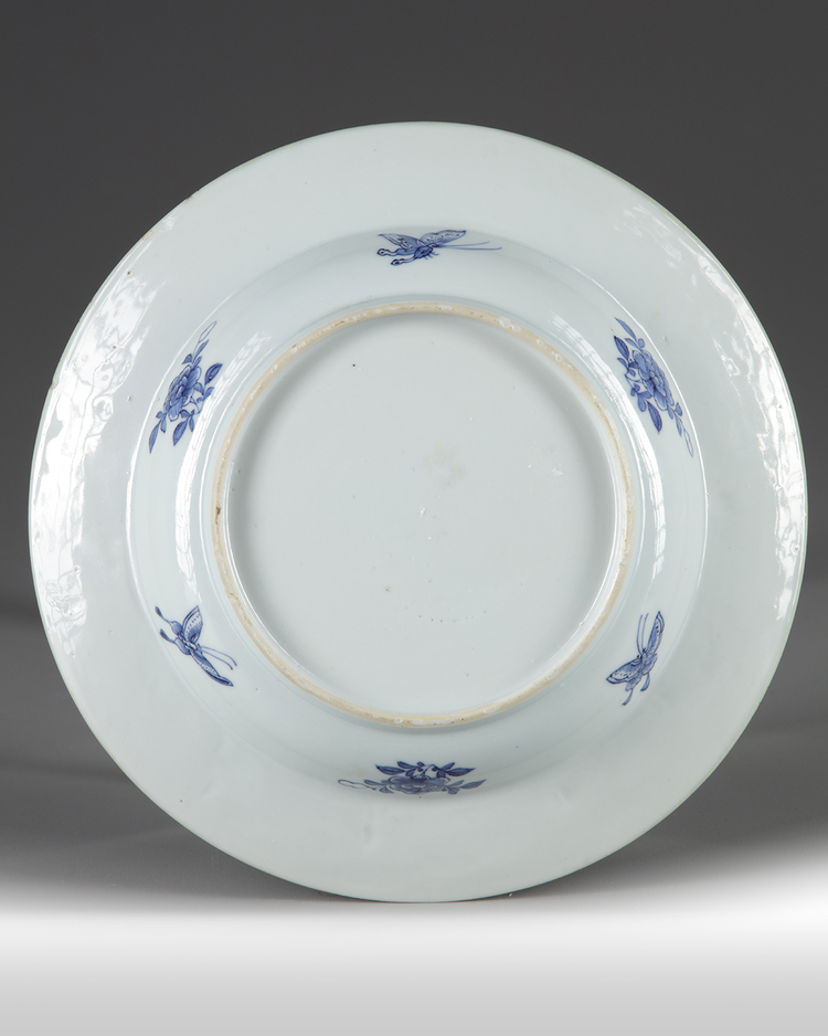 A Chinese Blue And White Armorial Dish