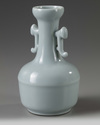A SMALL CHINESE RU-TYPE TWIN-HANDLED VASE