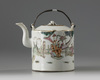 A Chinese famille rose 'narrative' teapot and cover