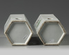 A pair of Chinese famille rose 'bird and flower' hexagonal hat stands
