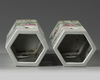 A pair of Chinese famille rose 'bird and flower' hexagonal hat stands