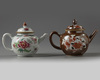 A Chinese 'Batavia ware' teapot and a famille rose teapot