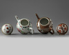 A Chinese 'Batavia ware' teapot and a famille rose teapot