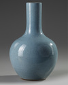 A CHINESE BLUE-GROUND CRACKLE-GLAZED BOTTLE VASE, CHINA, 19TH-20TH CENTURY