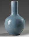 A CHINESE BLUE-GROUND CRACKLE-GLAZED BOTTLE VASE, CHINA, 19TH-20TH CENTURY