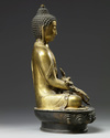 A Chinese gilt bronze figure of Shakyamuni