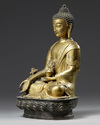 A Chinese gilt bronze figure of Shakyamuni