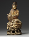 A CHINESE GILT-LACQUERED WOOD GUANYIN