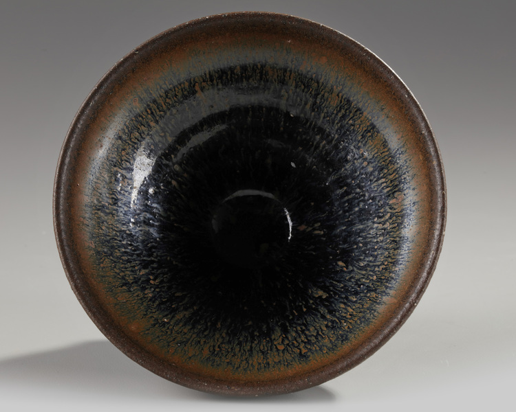 A Chinese small hare's fur glazed tea bowl