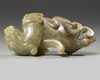 A Chinese celadon jade qilin
