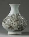 A Chinese en-grisaille decorated 'landscape' vase