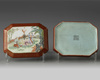 A Chinese coral-ground famille rose octagonal seal paste box and cover