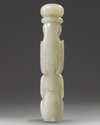 A Chinese pale celadon jade ying xiong knife hilt