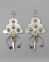 A pair of silver fibula with mineral stone inlay
