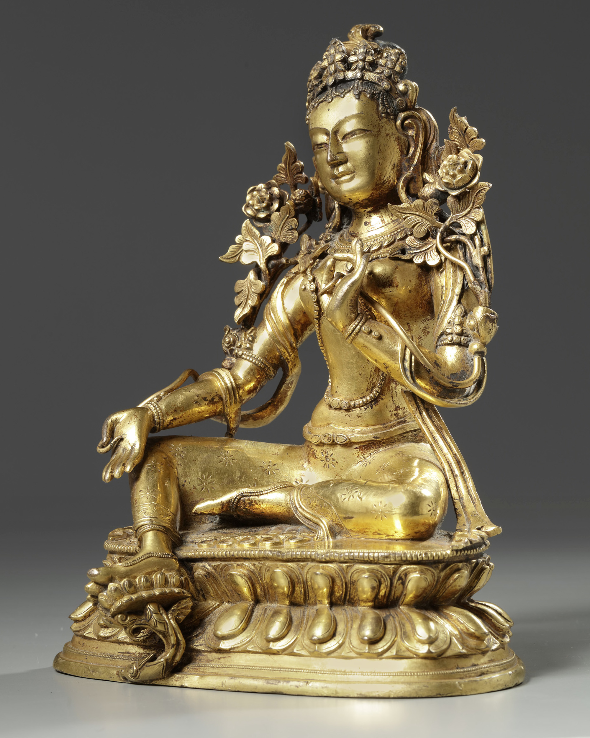 A Chinese gilt bronze figure of Tara