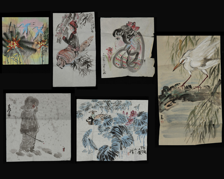 A group of six Chinese 'animal' and 'figural' paintings