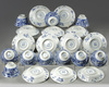 Ten sets of Chinese blue and white foliate rimmed cups and saucers
