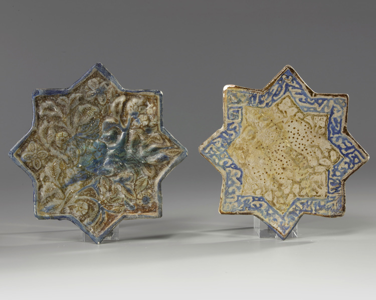 Two Kashan star shaped tiles