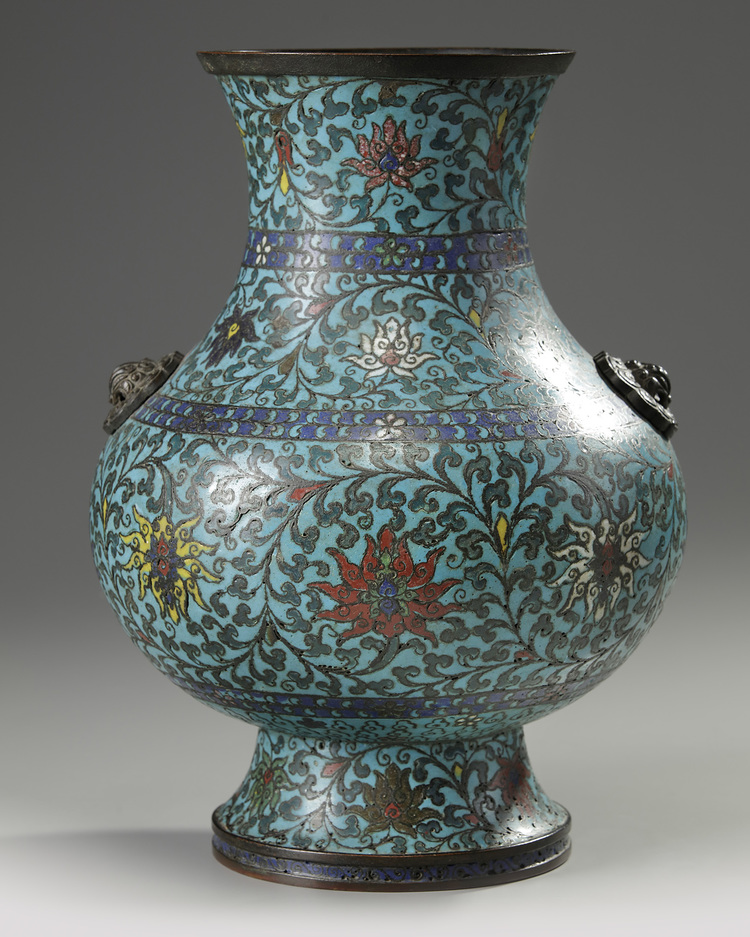 A Chinese Ming-style cloisonné enamel 'hu' vase