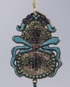A Chinese stone-inlaid gilt filigree 'abstinence' plaque