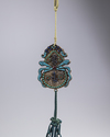 A Chinese stone-inlaid gilt filigree 'abstinence' plaque