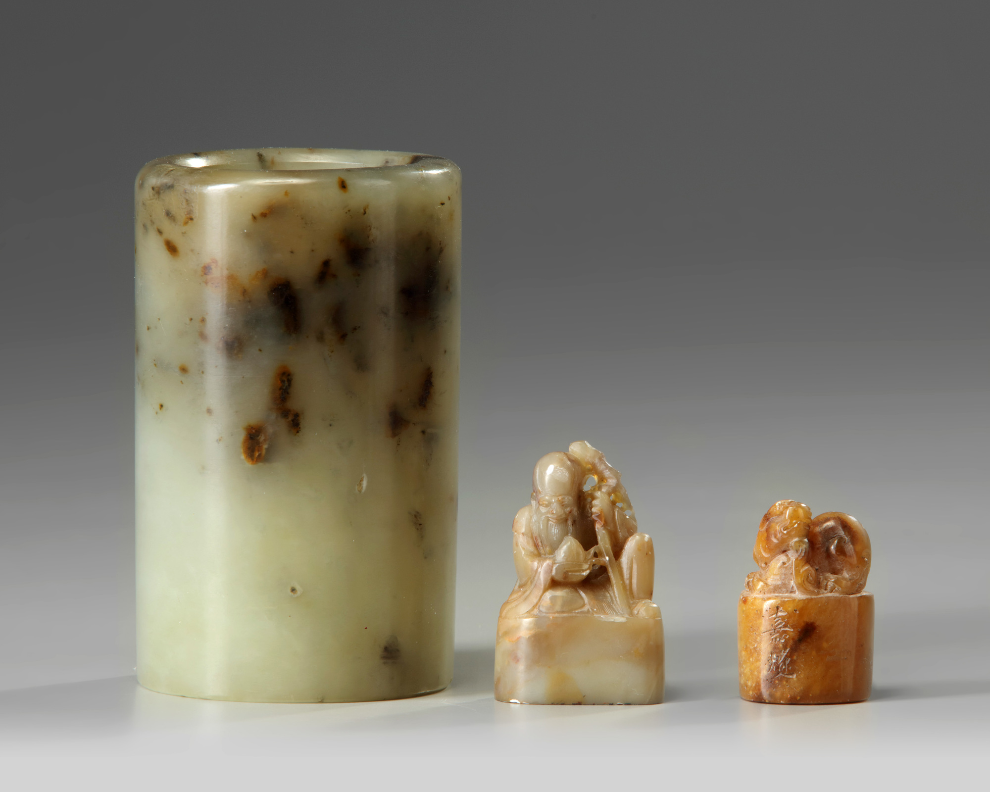 Three Chinese soapstone carvings