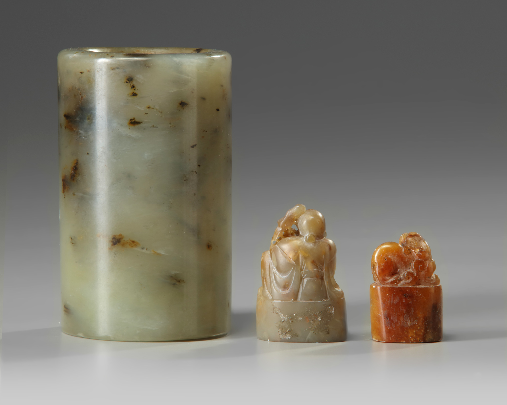 Three Chinese soapstone carvings