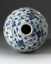 A Chinese Ming-style blue and white 'scrolling peony' meiping