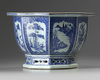A Chinese blue and white octagonal jardinière