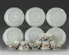 Six Chinese gilt and enamelled foliate cups and saucers