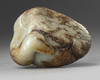 A Chinese celadon and russet jade jade 'goose' boulder