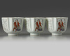 A set of three Chinese famille rose 'Wu Shuang Pu' square-section cups
