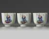 A set of three Chinese famille rose 'Wu Shuang Pu' square-section cups
