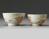 A set of two Chinese sepia-decorated 'landscape' bowls