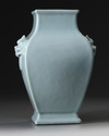 A Chinese 'clair de lune' glazed square-section hu vase