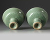 A pair of Chinese celadon-glazed stem cups