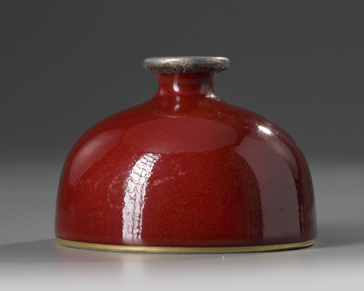 A Chinese red-glazed beehive waterpot