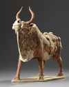 A Chinese painted pottery bull