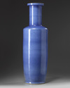 A large Chinese powder blue-glazed rouleau vase