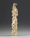 A Chinese carved ivory 'Guanyin' vase