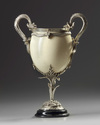A Japanese silver-mounted ostrich egg cup
