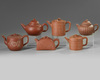 A group of six Chinese Yixing teapots