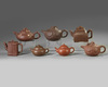 A group of seven Chinese Yixing teapots