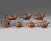 A group of seven Chinese Yixing teapots