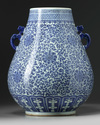 A large Chinese blue and white 'lotus' vase, hu