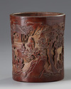 A Chinese bamboo brush pot, bitong