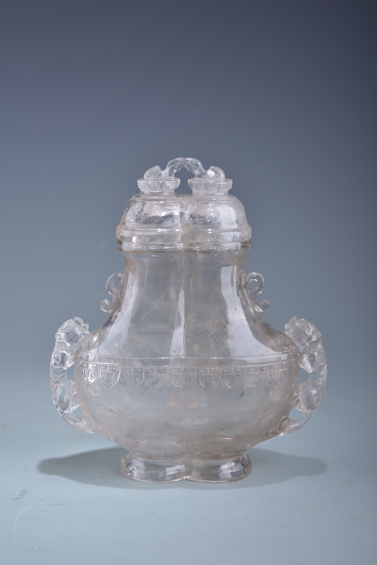 A Chinese rock crystal vase and cover