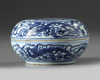 A Chinese blue and white 'dragon' round box and cover