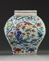 A Chinese wucai square-section jar