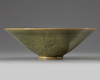 A CHINESE YAOZHOU-STYLE CELADON GLAZED CONICAL BOWL, QING DYNASTY (1644–1911)